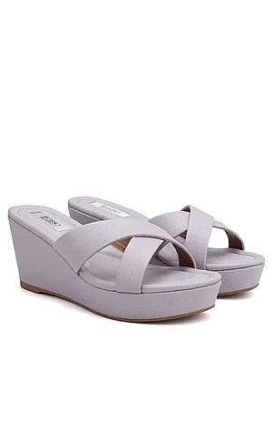 Purple Criss Cross Strap Wedges