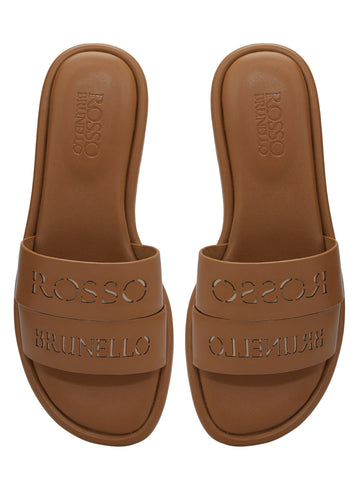 Tan Leather Slides