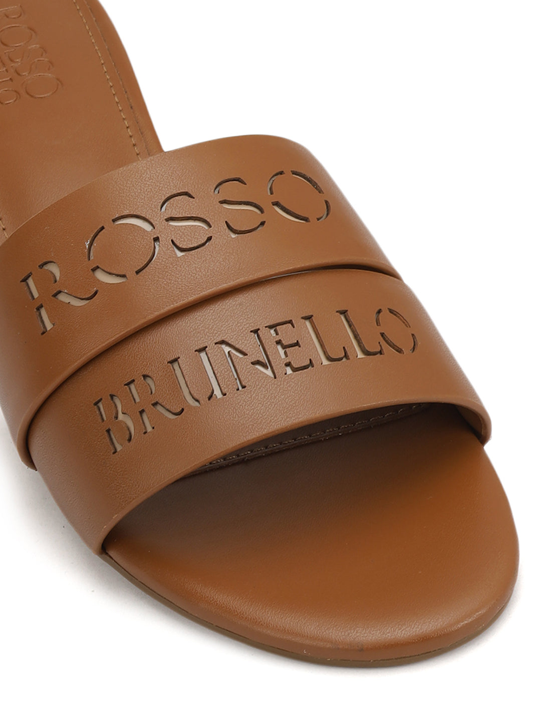 Tan Plain Leather Block Heels