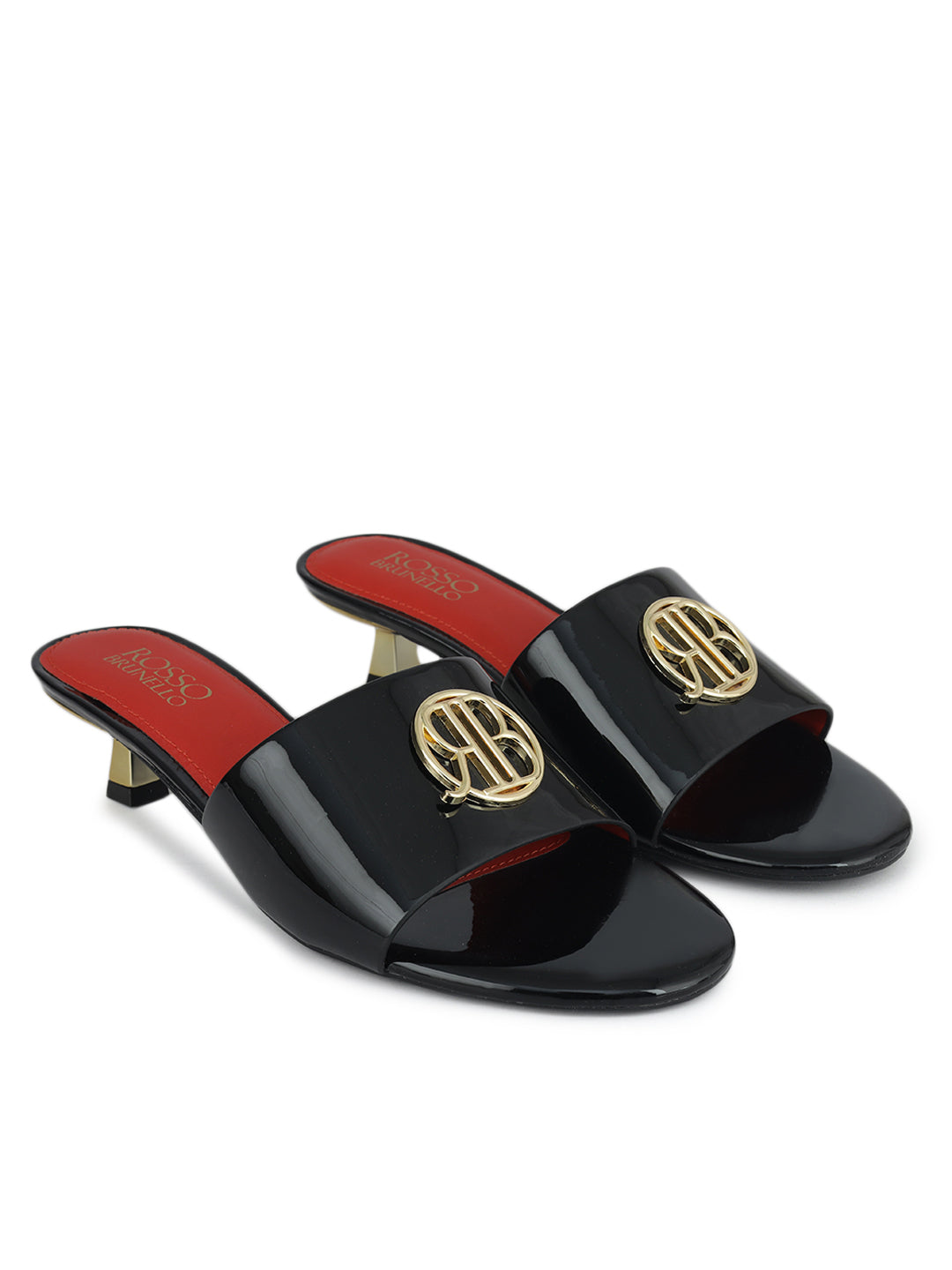 Black Heels With Logo Buckle