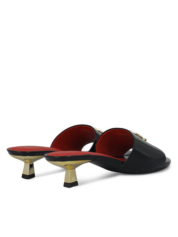 Black Heels With Logo Buckle