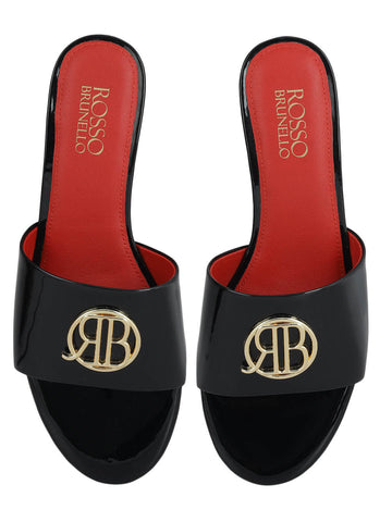 Black Heels With Logo Buckle