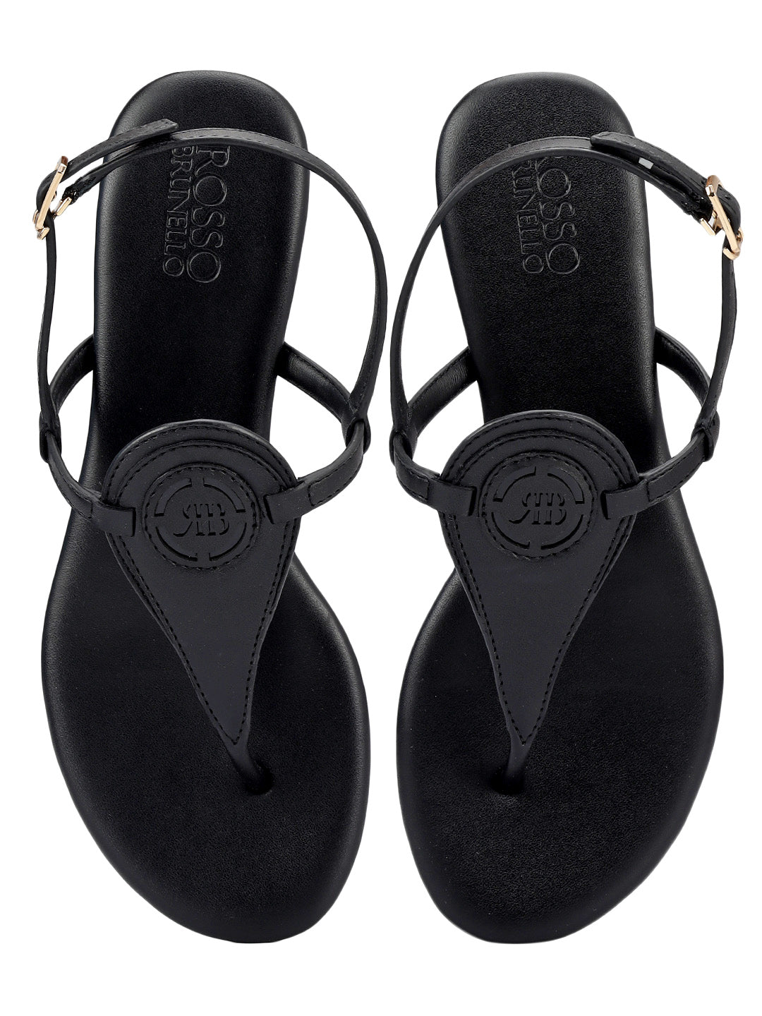 Black Logo Leather Flats