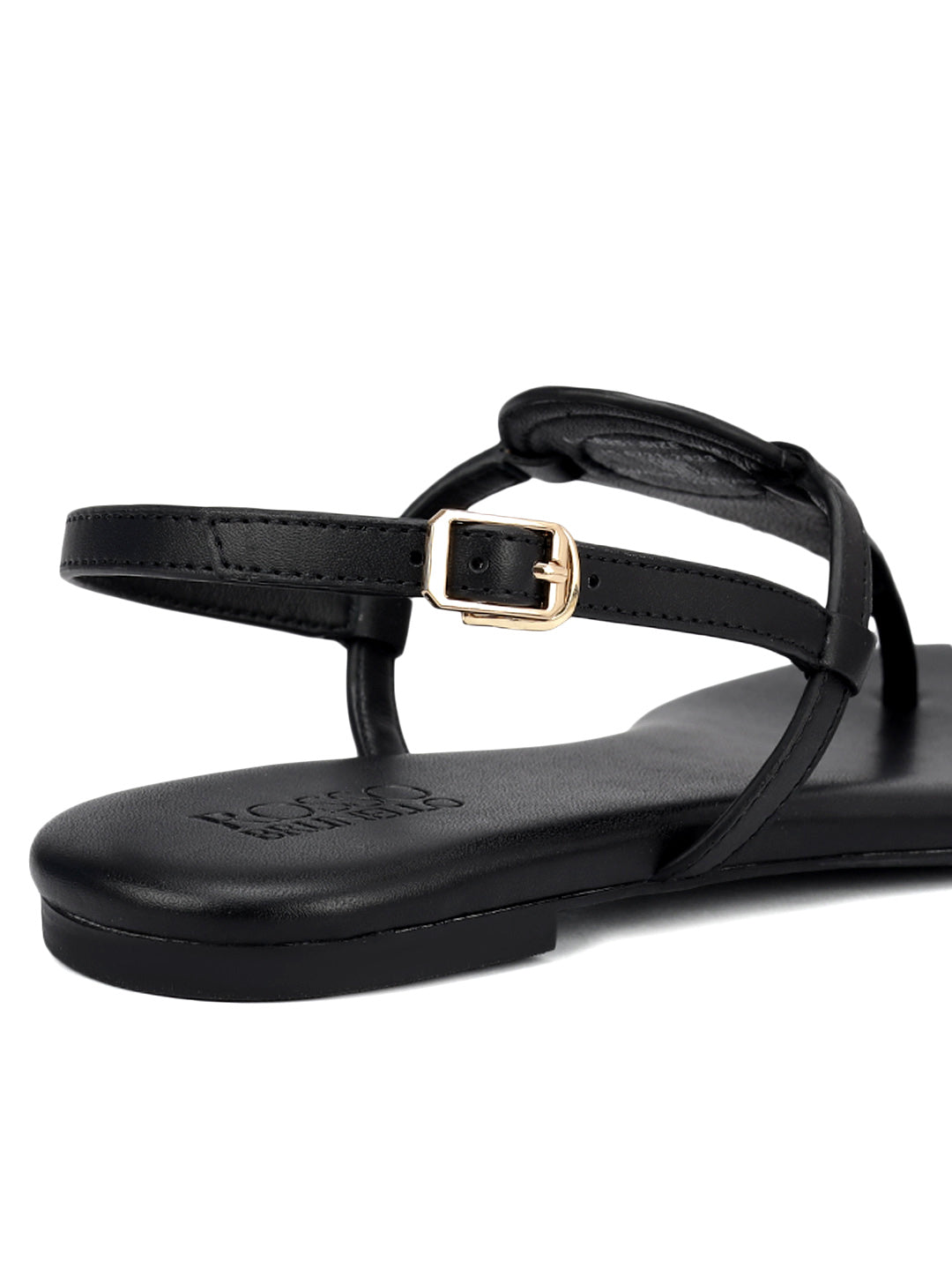 Black Logo Leather Flats