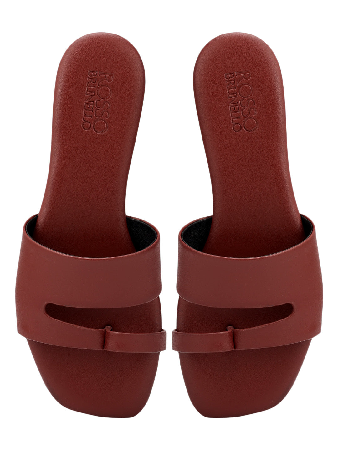Burgundy Leather Open Toe Flats