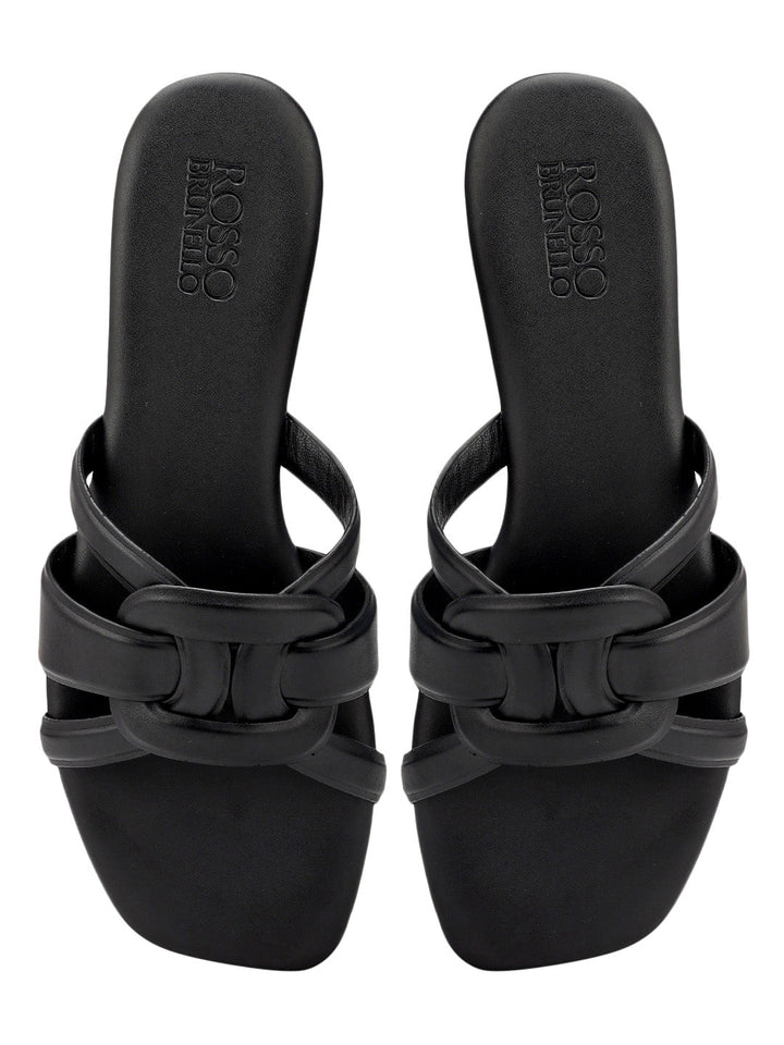 Black Braided Leather Flats