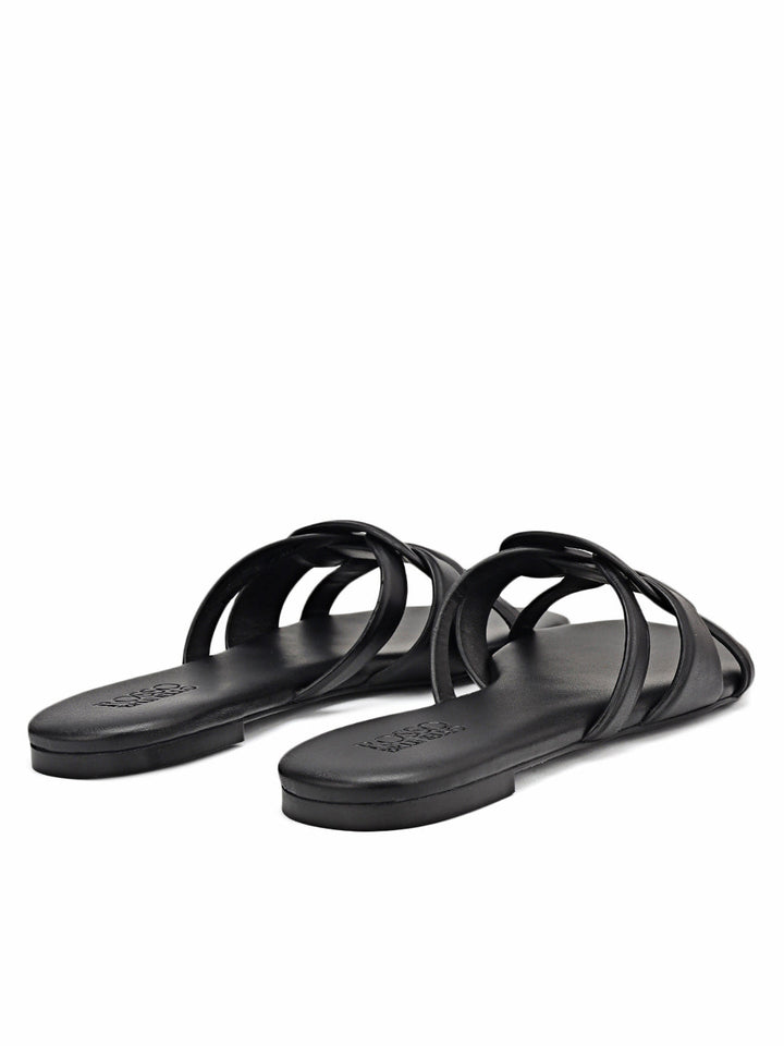 Black Braided Leather Flats