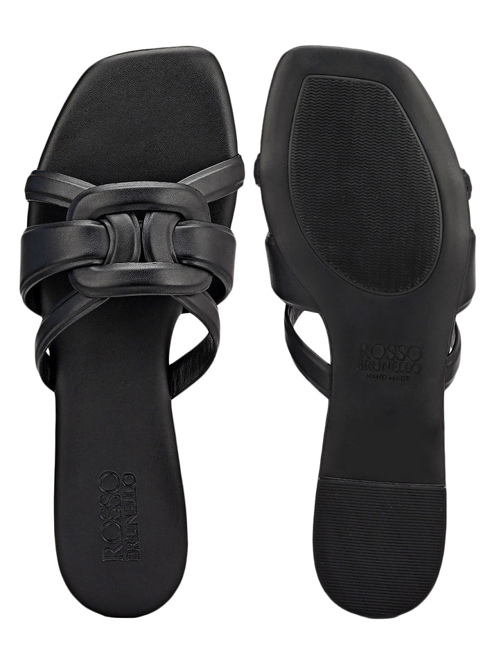 Black Braided Leather Flats