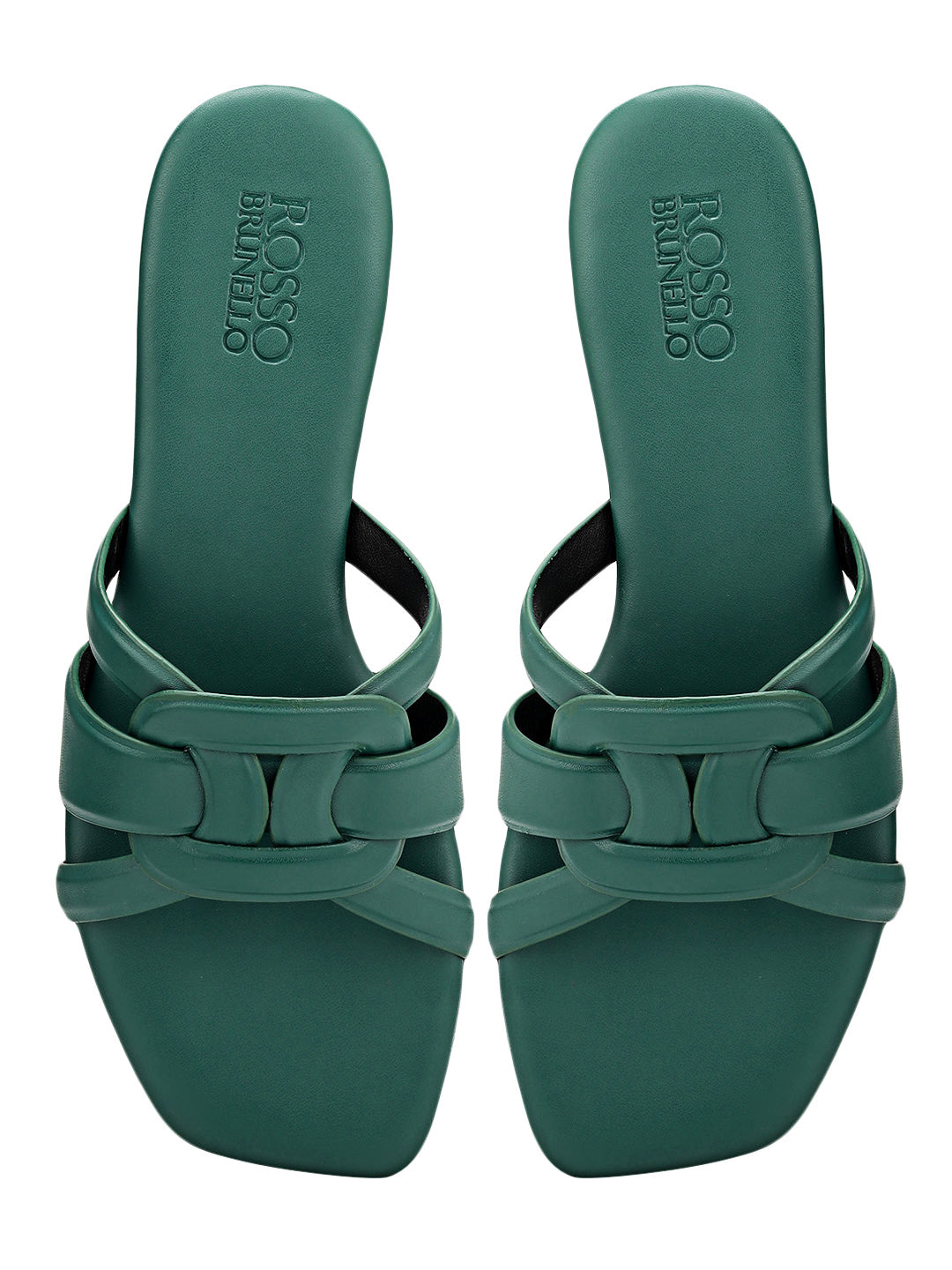 Green Braided Leather Flats