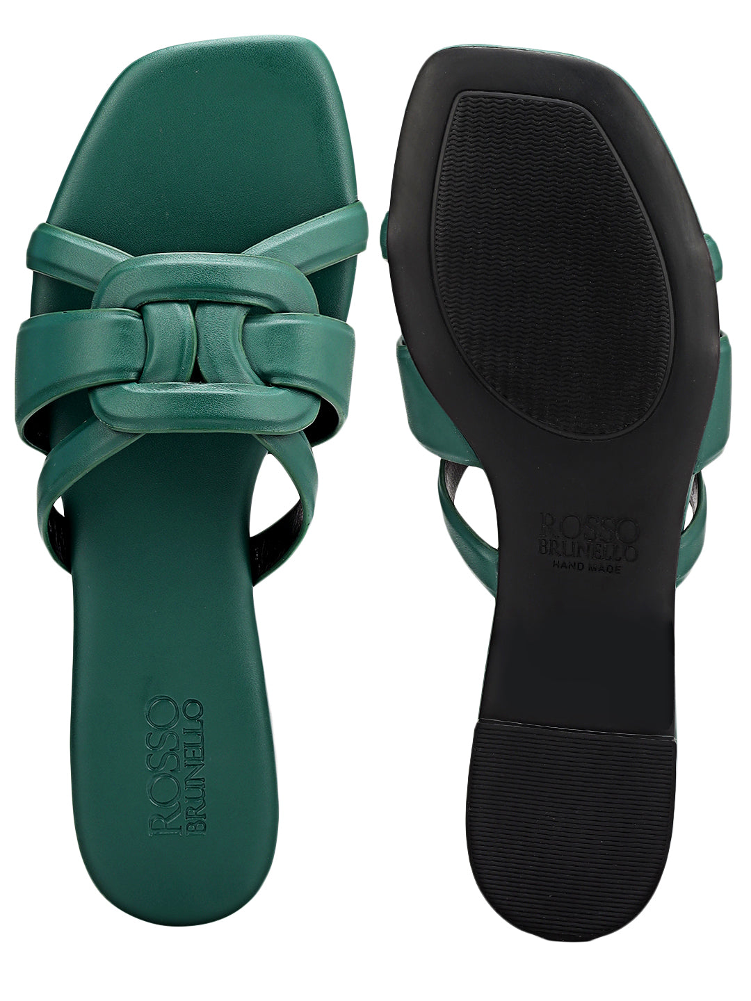 Green Braided Leather Flats