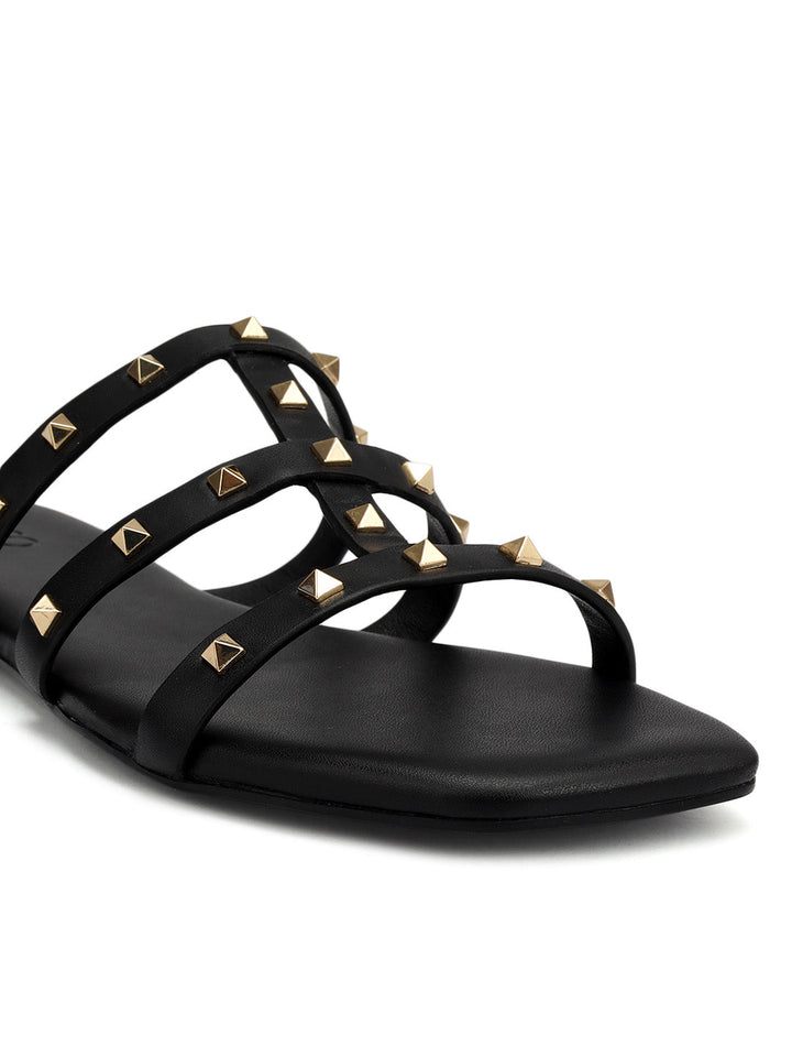 Black Studded Flats