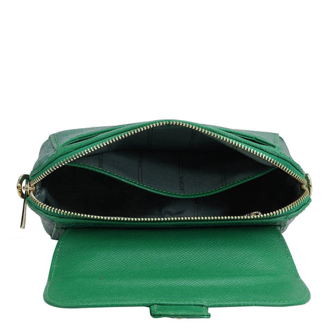 Small Croco Leather Sling Bag - Sea Weed