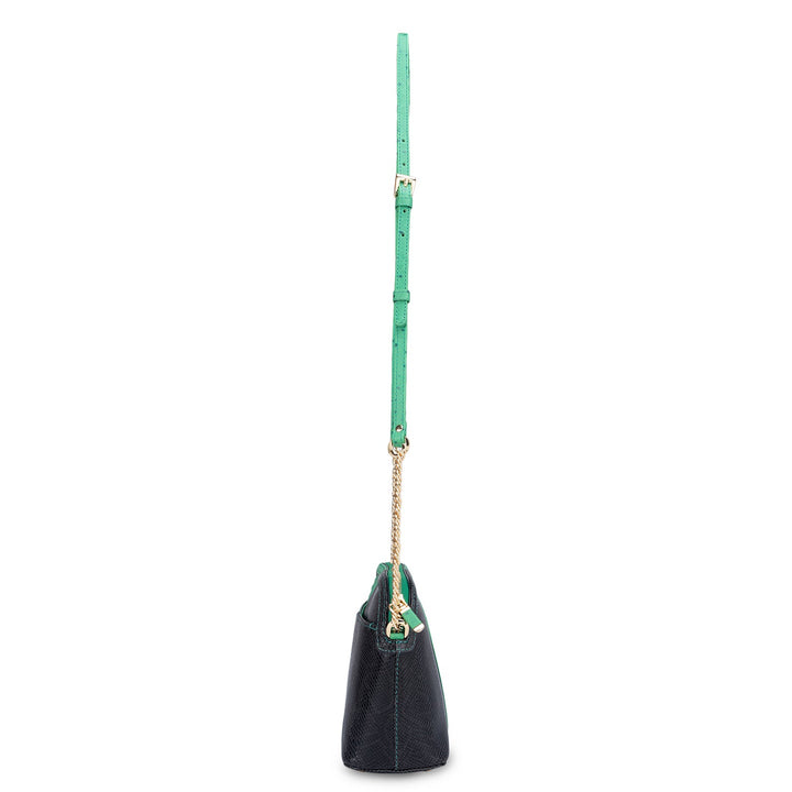 Small Ostrich Snake Leather Sling - Green