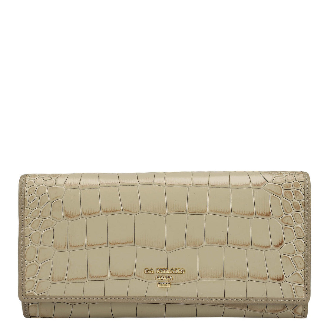 Croco Leather Ladies Wallet - Frost