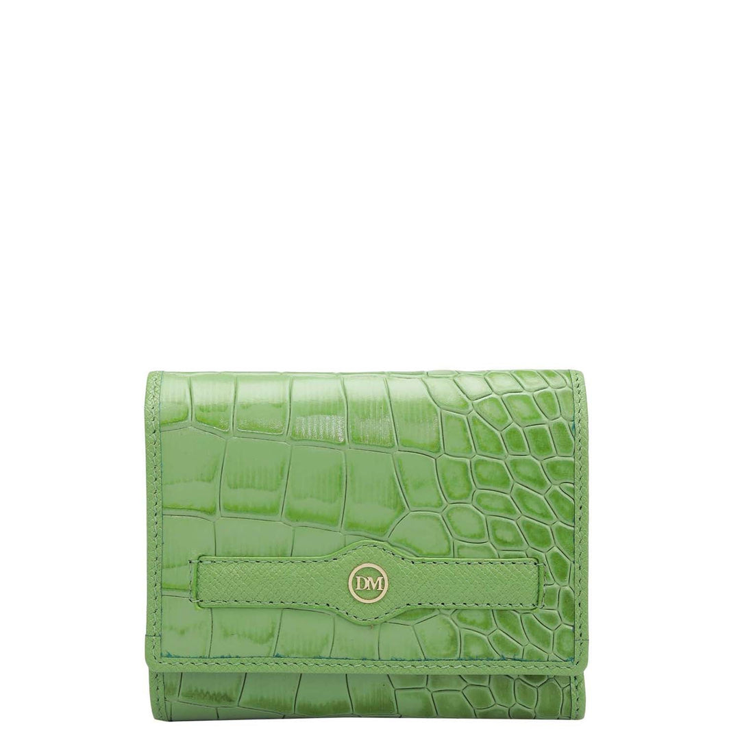 Croco Leather Ladies Wallet - Kiwi