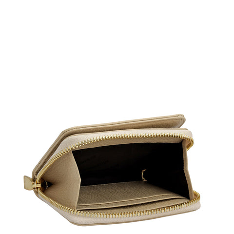 Wax Leather Ladies Wallet - Greyish Taupe