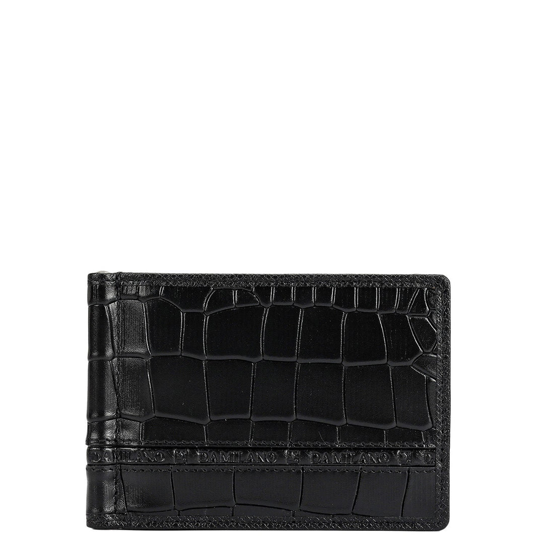 Croco Leather Money Clip - Black