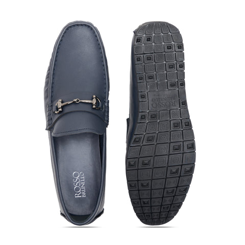 Navy Leather Moccasins