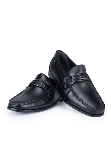 Black Plain Braided Loafers