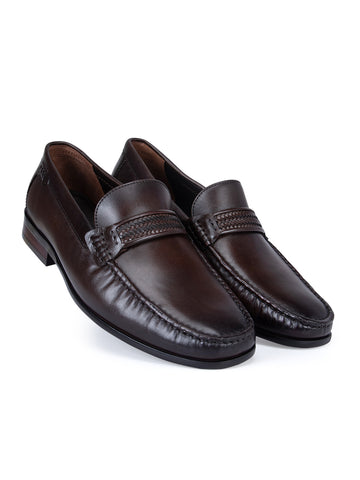 Coffee Plain Braided Loafers