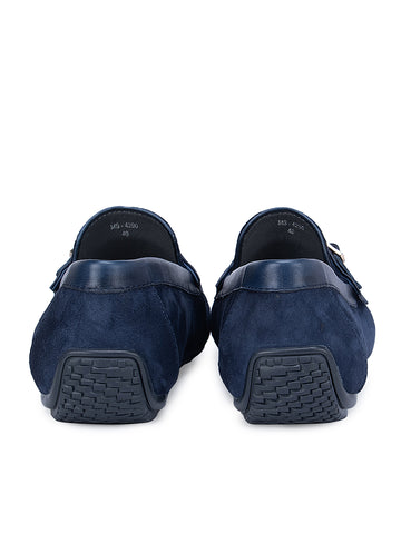 Navy Suede Leather Moccasins
