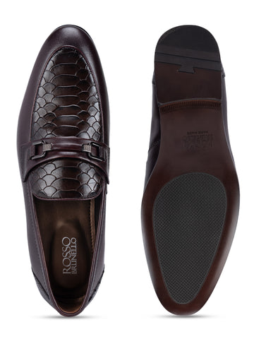 Coffee Croco Textured Loafers
