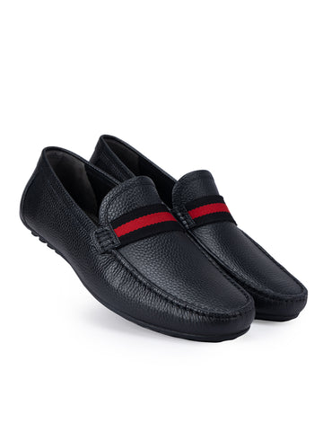 Black Moccasins With Contrast Panel
