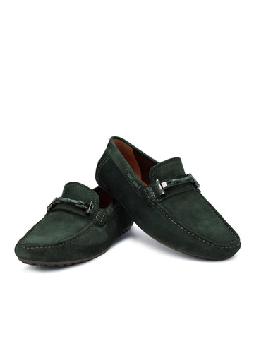 Green Suede Leather Moccasins