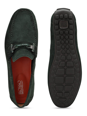 Green Suede Leather Moccasins