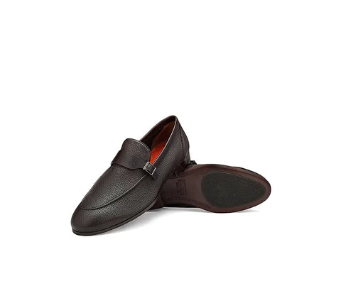Coffee Loafers With Panel On Top