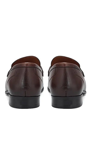 Coffee Embellished Leather Loafers