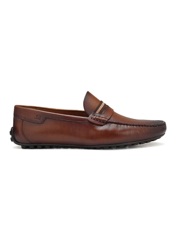 Tan Moccasins With Contrast Panel