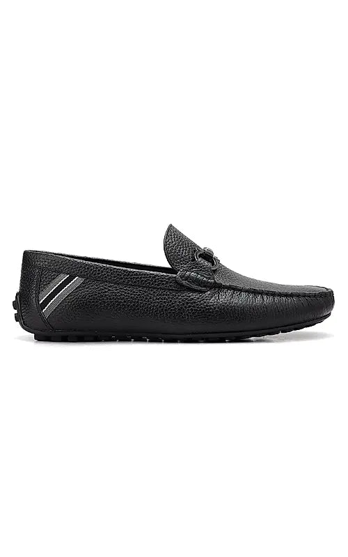Black Moccasins With Metal Buckle