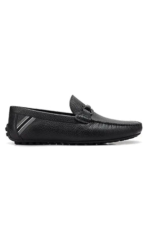 Black Moccasins With Metal Buckle