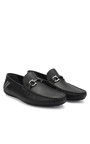 Black Moccasins With Metal Buckle