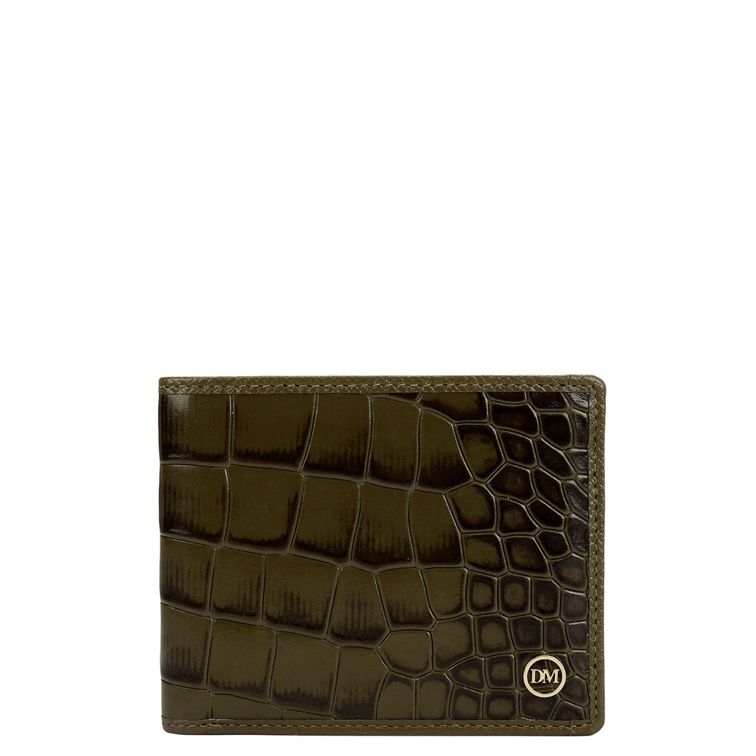 Military Green Bifold Leather Mens Wallet