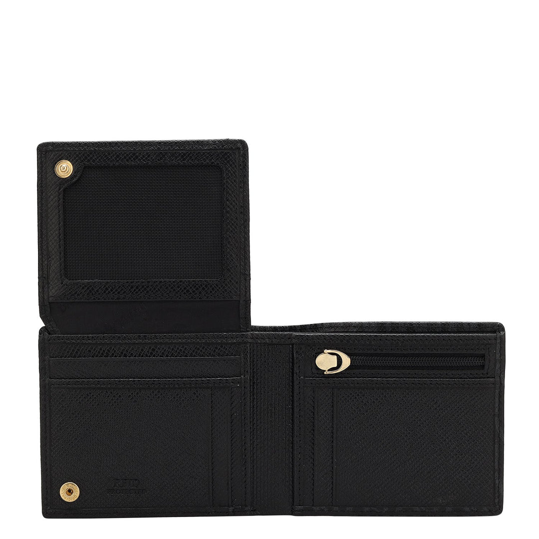 Franzy Monogram Leather Mens Wallet - Black