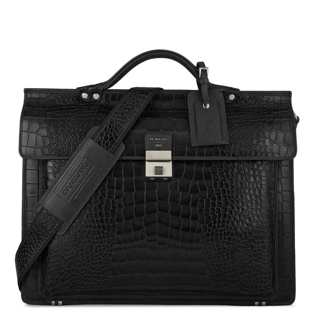 Croco Leather Portfolio - Black