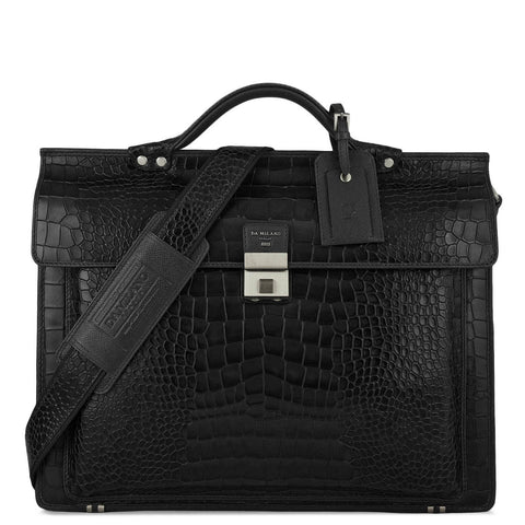 Croco Leather Portfolio - Black