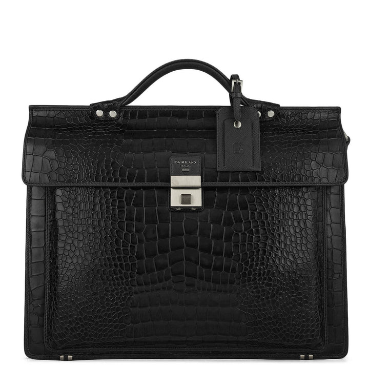 Croco Leather Portfolio - Black