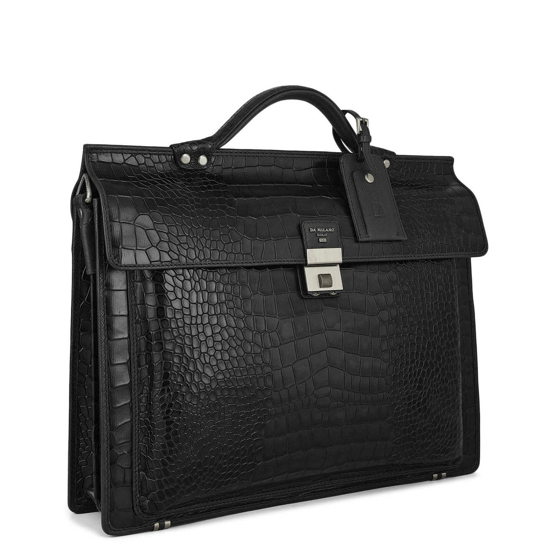 Croco Leather Portfolio - Black
