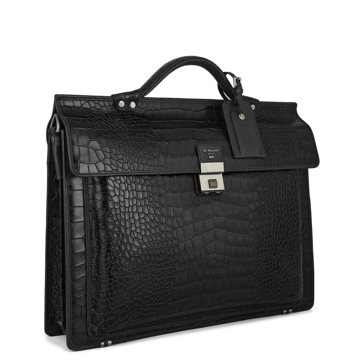 Croco Leather Portfolio - Black