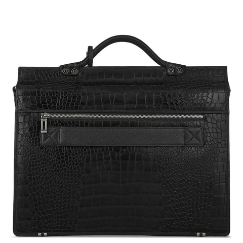 Croco Leather Portfolio - Black