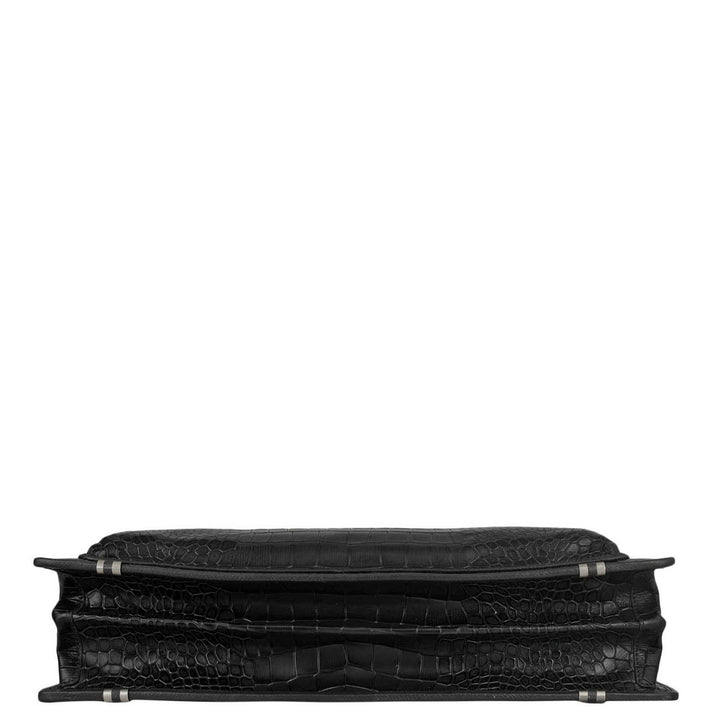 Croco Leather Portfolio - Black