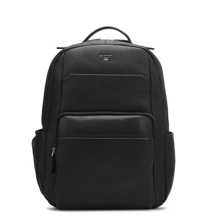 Wax Plain Leather Backpack - Black