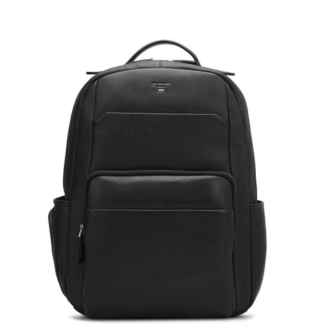 Wax Plain Leather Backpack - Black
