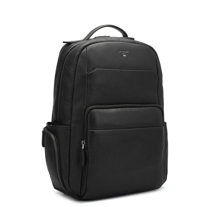 Wax Plain Leather Backpack - Black