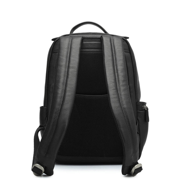 Wax Plain Leather Backpack - Black