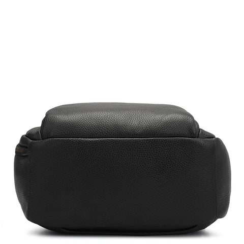 Wax Plain Leather Backpack - Black