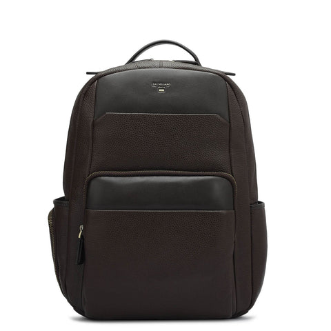 Wax Plain Leather Backpack - Chocolate